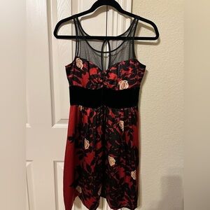 Anthropologie Plenty Frock cocktail dress in floral silk and velvet Size 2